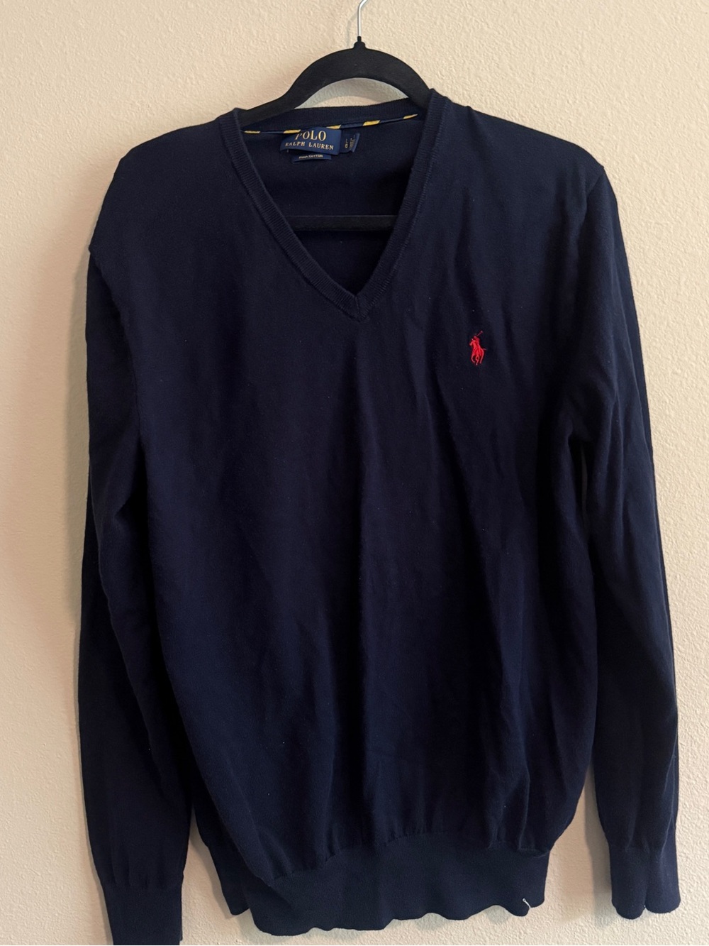 Polo by Ralph Lauren Navy V-Neck Sweater with Red Pony